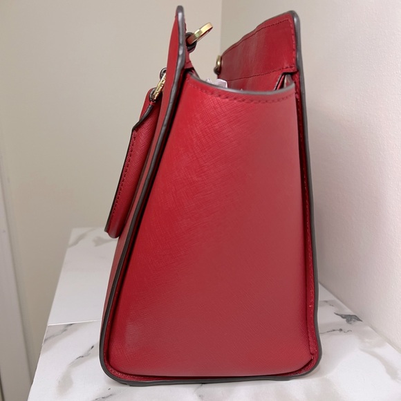 Michael Kors Selma Saffiano Leather Medium Satchel (Red) - Picture 3 of 7